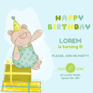 Baby Bear Birthday Card - invitation congratulation