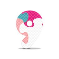 Vector number 9 written with alphabet puzzle