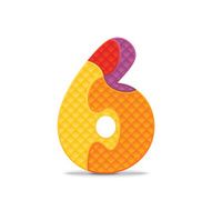 Vector number 6 written with alphabet puzzle