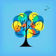 Colorful Vector Tree Background Card Template N2