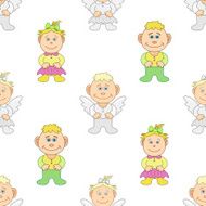 Boy and girl angels seamless background