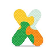 Vector letter X written with alphabet puzzle