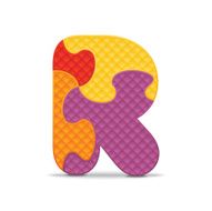 Vector letter R written with alphabet puzzle