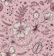 Seamless texture with flowers and butterflies N6