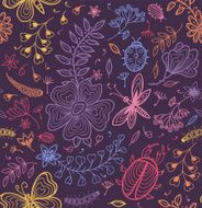 Seamless texture with flowers and butterflies N7