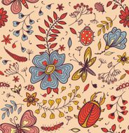 Seamless texture with flowers and butterflies N8
