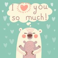 Greeting card for the bear mother and cub