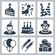 Vector birhday and party icons set