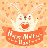 Greeting card for mom with cute rabbit N2