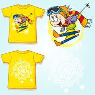 kid shirt with skier printed