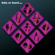 Vector flat baby on board sign set N2