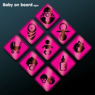 Vector flat baby on board sign set N5