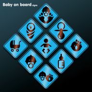 Vector flat baby on board sign set N6