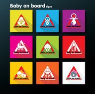 Vector flat baby on board sign set N9