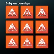 Vector flat baby on board sign set N11