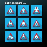 Vector flat baby on board sign set N14