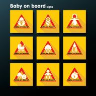 Vector flat baby on board sign set N15