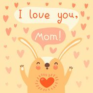 Greeting card for mom with cute rabbit N3