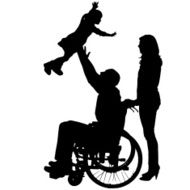 Vector silhouettes of people in a wheelchair N15