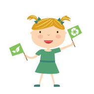 Girl with eco flag isolated