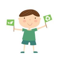 Boy with eco flags