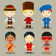 Happy World Kids Set with multicultural traditional costumes N4