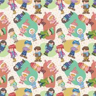 seamless winter people pattern