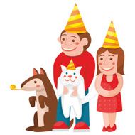 children and animals celebrate