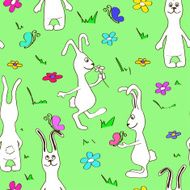 Seamless pattern of funny rabbits