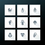 Vector flat baby icon set