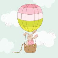 Baby Shower or Arrival Card - Bunny with Air Balloon