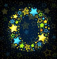 Letter O cartoon star colored