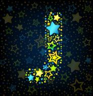 Letter J cartoon star colored