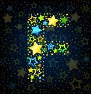 Letter F cartoon star colored