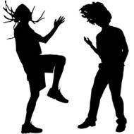 Vector silhouettes of dancing people N3