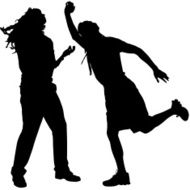 Vector silhouettes of dancing people N4