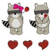 raccoon baby cute cartoon set