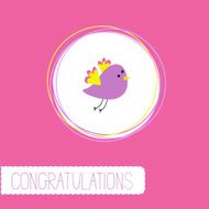Congratulations card with cute violet bird
