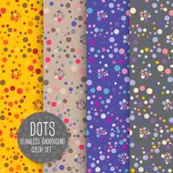 Polka Dot Seamless pattern Vector background Bright color set