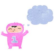 retro cartoon baby with thought bubble N2