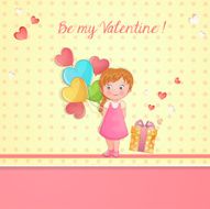 Valentine&#039;s day illustration with cute girl