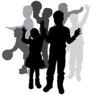 Vector silhouette of children N284