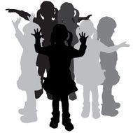 Vector silhouette of children N285