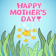 Greeting card design with fish for Mother&#039;s Day Vector illustra