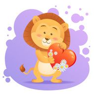 Lion pet isolated holding heart N2