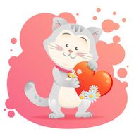 Cat pet isolated holding heart N2