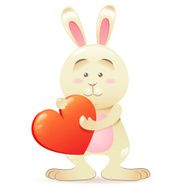 Bunny pet isolated holding heart