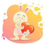 Bunny pet isolated holding heart N2