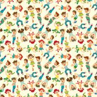 cartoon child jump seamless pattern