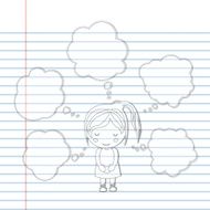 Pattern book Dream girl school cartoon vector